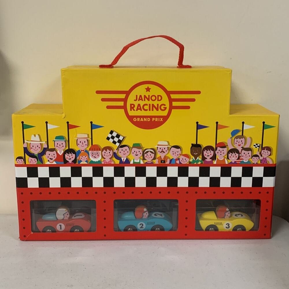 Janod Racing Wooden 3 Car Racing Grand Prix Suitcase Playset - Picture 1 of 7